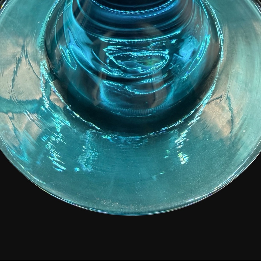 Vintage Cristar Rioja Wine Drinking Glass Goblet, Aqua Blue 8"‎ Tall Set of 2 - Picture 5 of 5